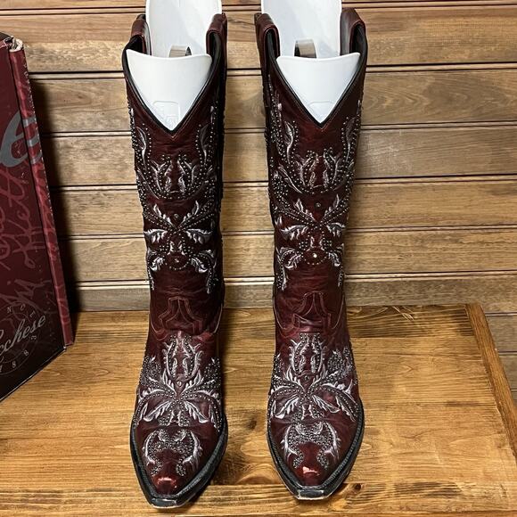 Luchesse Red Oklahoma Angelina Women’s Western Boots Size 7B Embroidered Bling - Picture 2 of 16